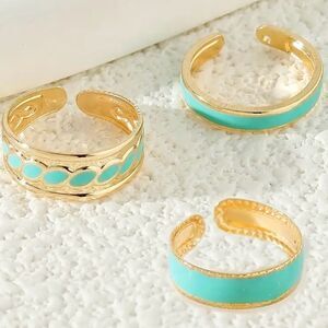 Blush Green & Gold Toe Ring Set – Intricate & Elegant Designs NWT